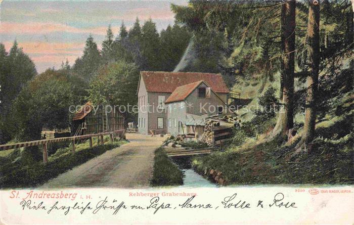St Andreasberg Harz Niedersachsen Rehberger-Grabenhaus Muehle Wald Bach Bruecke