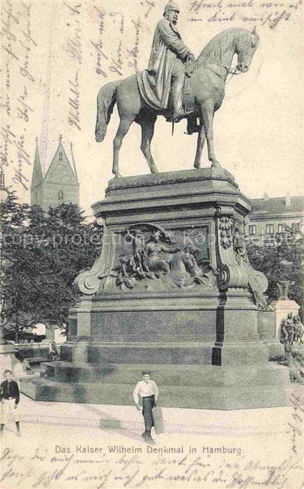 HAMBURG CITY Kaiser-Wilhelm-Denkmal Reiterstandbild Pferd Denkmal Kirche Passan