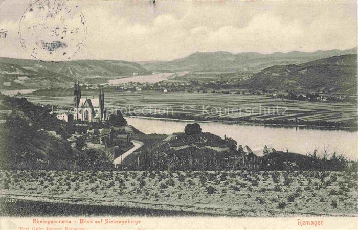 REMAGEN Rheinland-Pfalz Rheimpanorama Rhein Siebengebirge Kirche Weinberge Fluss
