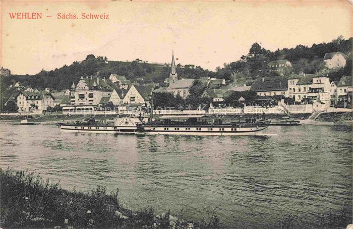 Wehlen Saechsische Schweiz Sachsen Elbe Dampfschiff Kirche Stadt Saechsische-Sc