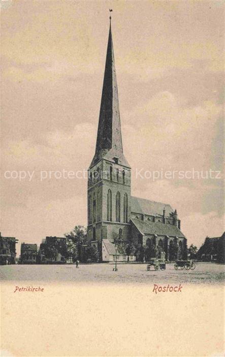 ROSTOCK MVP Petrikirche Kirchturm Backsteinkirche Marktplatz Kutsche Gotik