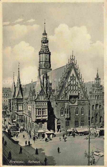 Friedland Mieroszow BRESLAU PL Rathaus Rathausturm Gotik Marktplatz Strassenbahn