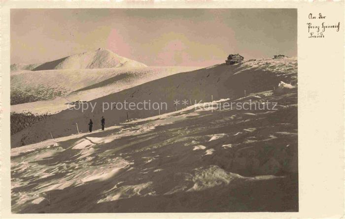 Prinz-Heinrich-Baude Riesengebirge PL Schneekoppe Riesengebirge Schnee Berghuett