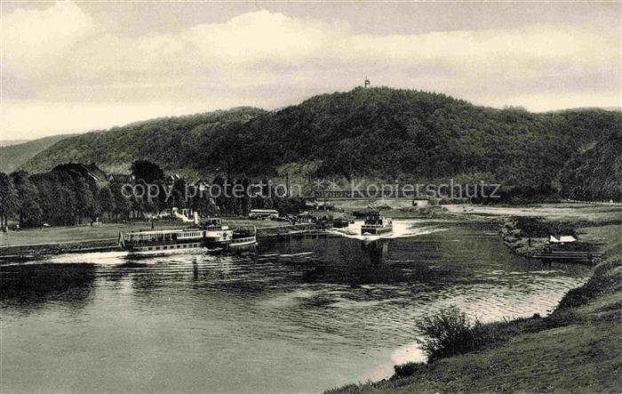 Bodenwerder Weser Weserpartie Eckberg Dampfschiffe Fluss Huegel Bruecke