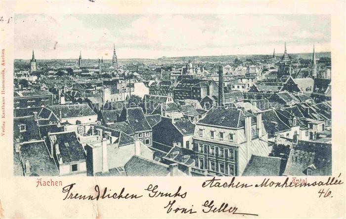 AACHEN NRW Daecher Kirchtuerme Gruenderzeithaeuser Monheimsallee Stadtansicht Sc