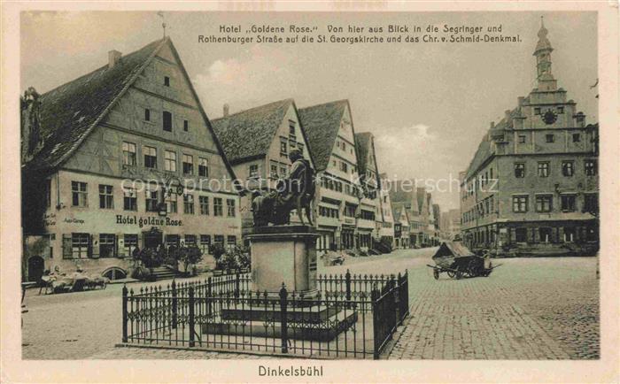 DINKELSBueHL Hotel-Goldene-Rose Marktplatz St-Georgskirche Chr-v-Schmid-Denkmal