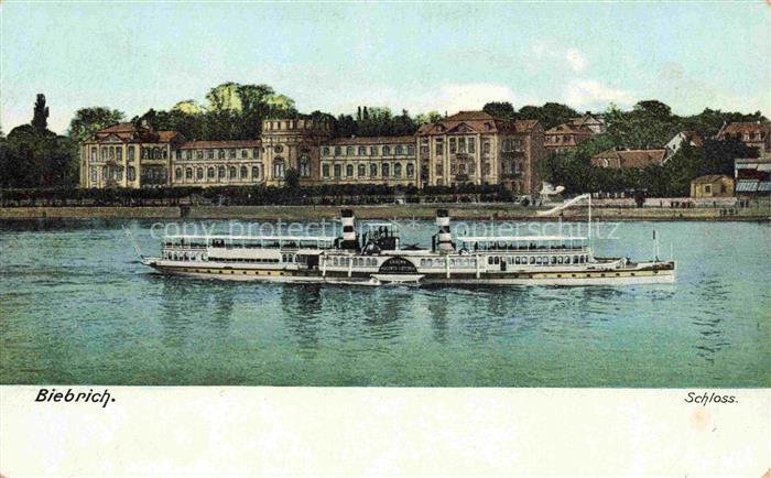 Biebrich Rhein WiIESBADEN Hessen Schloss-Biebrich Rhein Dampfer Barockschloss P