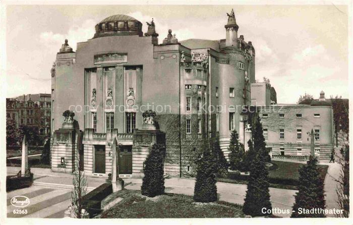 COTTBUS Stadttheater Jugendstil Kuppel Skulpturen Theater Buesche