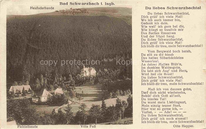 Schwarzbach Bad Heufuderbaude Fichtelbaude Villa-Fuss Isergebirge Wald Tal Bergw