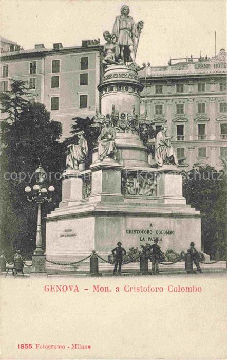 GENOVA Genua Liguria IT Mon-a-Cristoforo-Colombo Denkmal Piazza-Acquaverde Grand