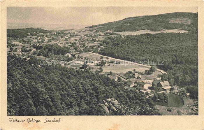 Jonsdorf Saechsische Schweiz Nonnenfelsen Zittauer-Gebirge Dorf Wald Felder Kuro