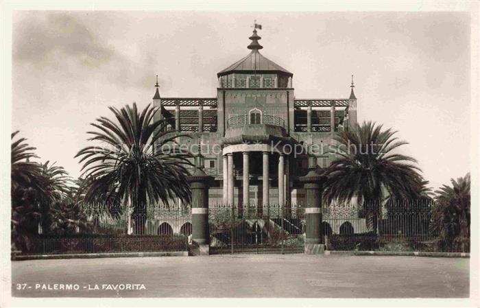 PALERMO Sicilia IT La-Favorita Palazzina-Cinese Palmen Park Palast Saeulen