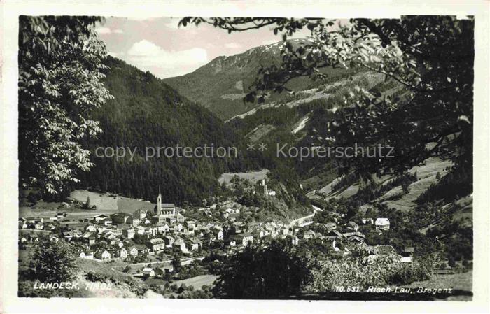 Landeck Tirol AT Tal Kirche Stadtansicht Alpen Wald Gebirge Inntal