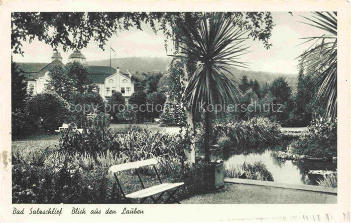 Bad Salzschlirf Fulda Hessen Kurpark Lauben Teich Palme Park Kurhaus Bank Baeume