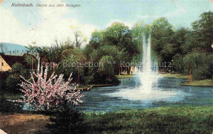 Kulmbach Bayern Anlagen Park Brunnen Springbrunnen Teich Baeume Blueten