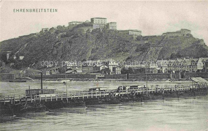 Ehrenbreitstein KOBLENZ Festung Rhein Schiffsanleger Pontonfaehre Stadtansicht B