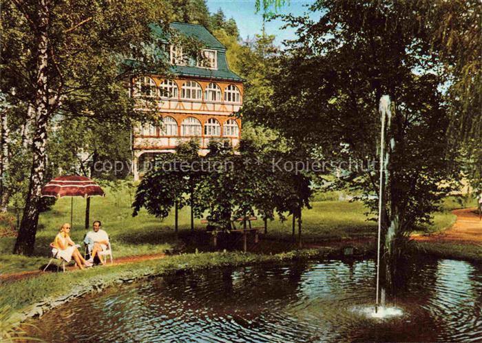 BAD LAASPHE NRW Hotel-Fasanerie Sauerland Teich Springbrunnen Kurpark Fachwerk-V