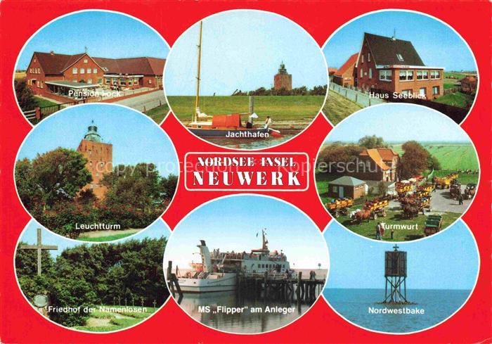 Scharhoern Nordsee-Insel Leuchtturm Jachthafen Pension-Fock Haus-Seeblick Turmwu