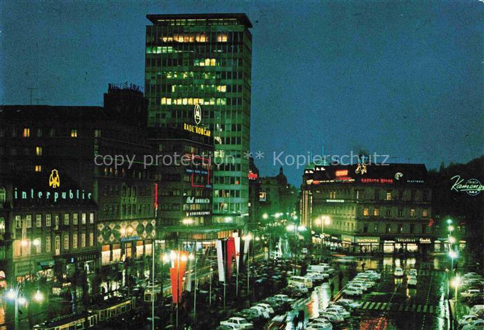 ZAGREB Agram Croatia Trg-Republike Nachtaufnahme Hochhaus Rade-Končar interpubli