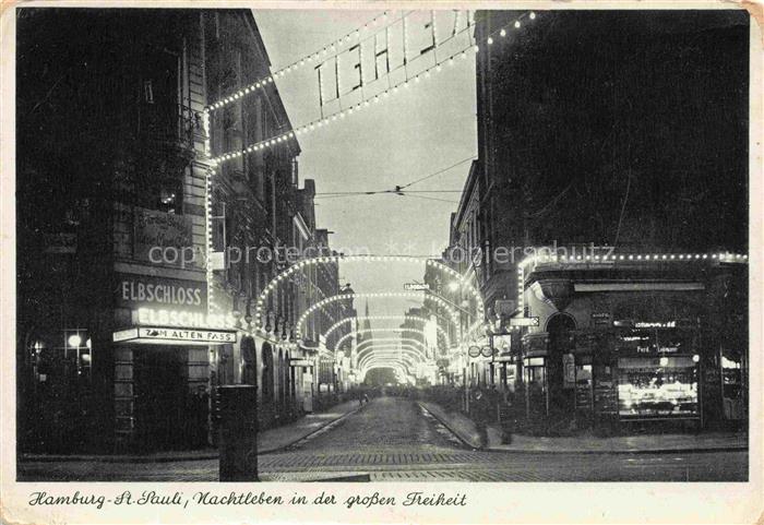HAMBURG  CITY Grosse-Freiheit Elbschloss Nachtleben Lichterketten Nachtaufnahme