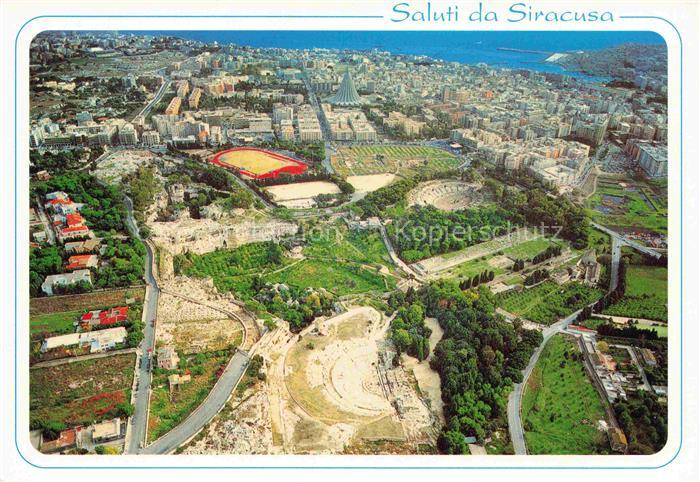 SIRACUSA Syrakus Sicilia IT Fliegeraufnahme Parco-Archeologico Teatro-Greco Stad