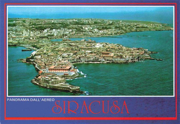 SIRACUSA Syrakus Sicilia IT Panorama-dall aereo Ortygia Insel Meer Castello-Mani