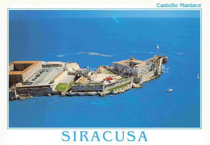 SIRACUSA Syrakus Sicilia IT Castello-Maniace Luftbild Meer Festung Ortygia Segel