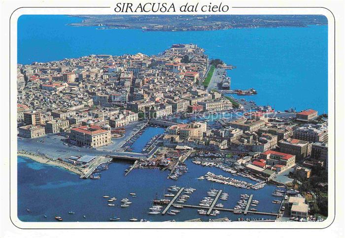SIRACUSA Syrakus Sicilia IT Porto-Piccolo Porto-Grande Luftbild Hafen Marina Ort