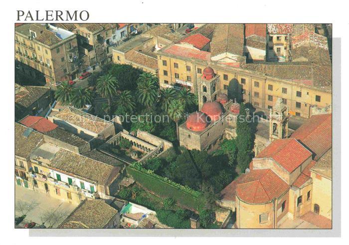 PALERMO  Sicilia IT San-Giovanni-degli-Eremiti Fliegeraufnahme Kuppeln Kirche Ga