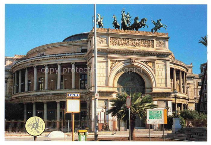 PALERMO  Sicilia IT Politeama-Garibaldi Theater Pferdequadriga Saeulen Fassade T