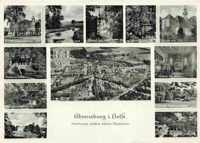 Ahrensburg Stormarn Schleswig-Holstein Schloss Kirche Bauernbruecke Schlossmuehl
