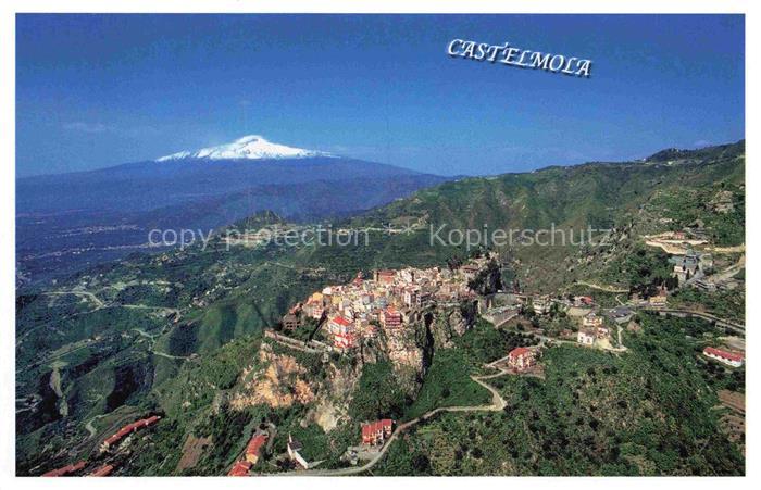 Castelmola Messina Sicilia IT aetna Bergdorf Felsen Berglandschaft Tal Kuesteneb