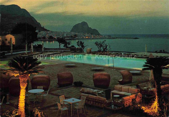San Flavia Porticello Palermo IT Hotel-Zagarella Sea-Palace Swimmingpool Nachtan