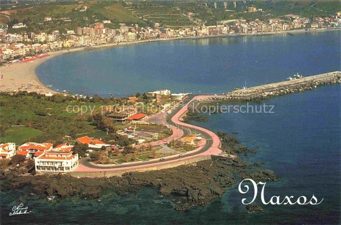 Naxos Giardini Messina Sicilia IT Fliegeraufnahme Bucht Strand Hafen Kueste Meer