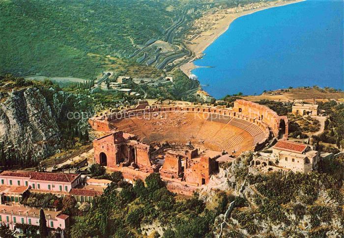 TAORMINA  Messina Sicilia IT Fliegeraufnahme Teatro-Greco Griechisches-Theater A