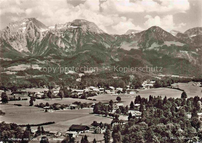 Schoenau Koenigssee Goell Brett Jenner Bergpanorama Alpen Dorf Felder Wald