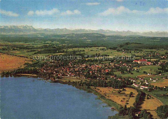 Diessen Ammersee Ammersee Zugspitze Tiroler-Alpen Fliegeraufnahme Ortschaft See