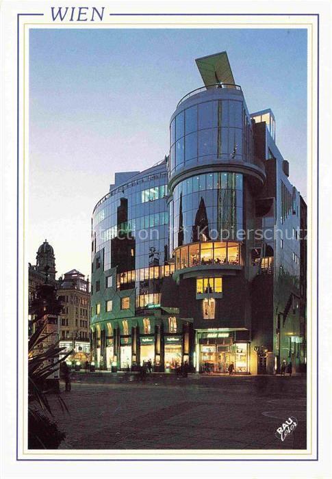 WIEN AT Haas-Haus Glasfassade Moderne-Architektur Hollein Nacht Geschaefte Steph