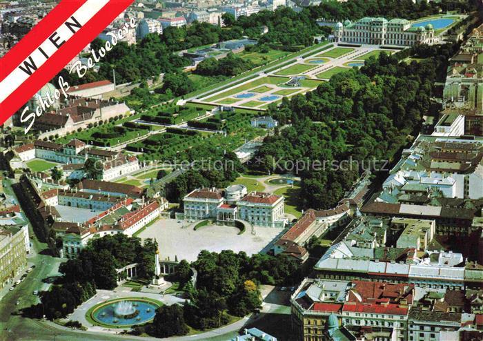 WIEN AT Schloss-Belvedere Fliegeraufnahme Garten Prinz-Eugen Palais-Schwarzenber