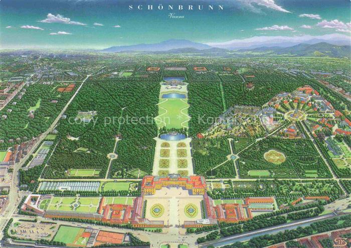 Schoenbrunn Wien Schloss-Schoenbrunn Tiergarten Barockgarten Zeichnung Vogelpers