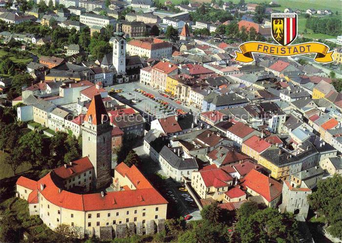 Freistadt Muehlviertel Oberoesterreich AT Fliegeraufnahme Altstadt Stadtmauer Mu