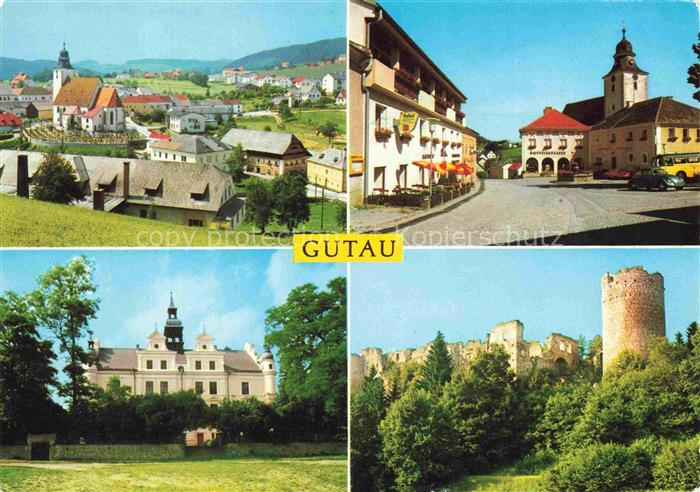 Gutau Muehlviertel Oberoesterreich AT Dorfansicht Kirche Marktplatz Schloss Ruin