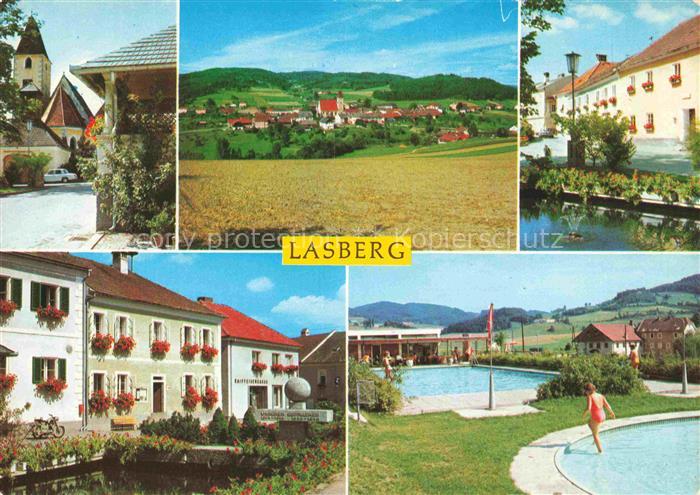 Lasberg Muehlviertel Oberoesterreich AT Dorfansicht Kirche Panorama Raiffeisenba