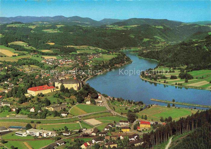 Grein Donau Muehlviertel Oberoesterreich AT Luftbild Donau Schloss Ortschaft Fel