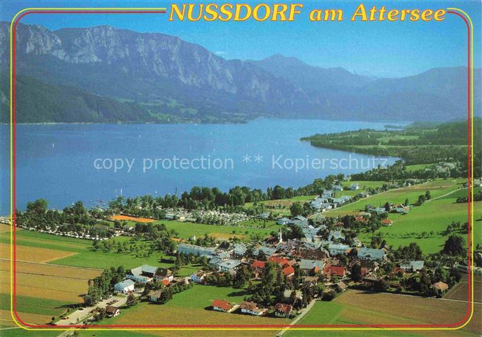 Nussdorf Attersee Oberoesterreich AT Attersee Fliegeraufnahme Dorf See Berge Cam