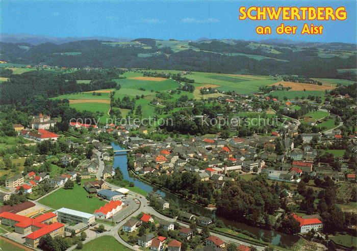 Schwertberg Aist Muehlviertel Oberoesterreich AT Fliegeraufnahme Aist Fluss Dorf