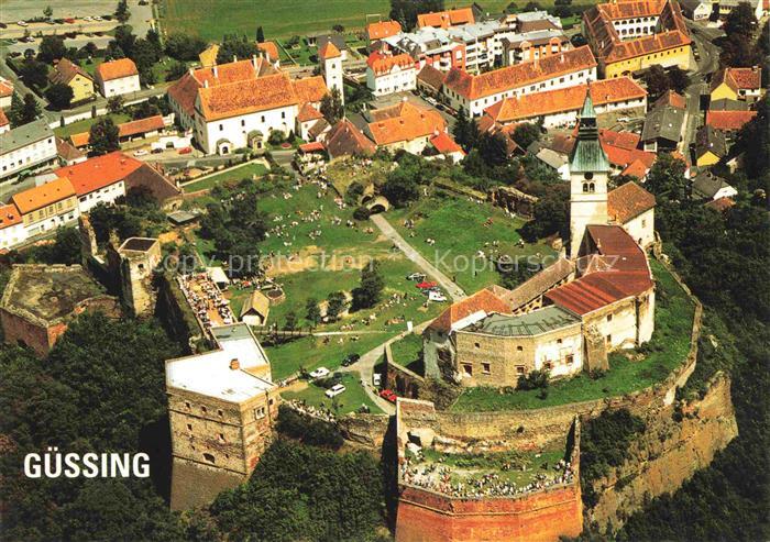 Guessing Burgenland AT Burg Kirchturm Fliegeraufnahme Festungsmauern Ortschaft W