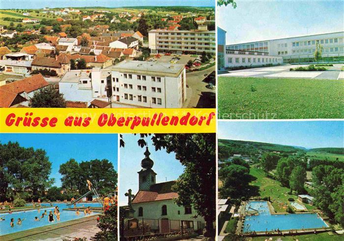 Oberpullendorf Burgenland AT Fliegeraufnahme Schwimmbad Kirche Schule Ortschaft