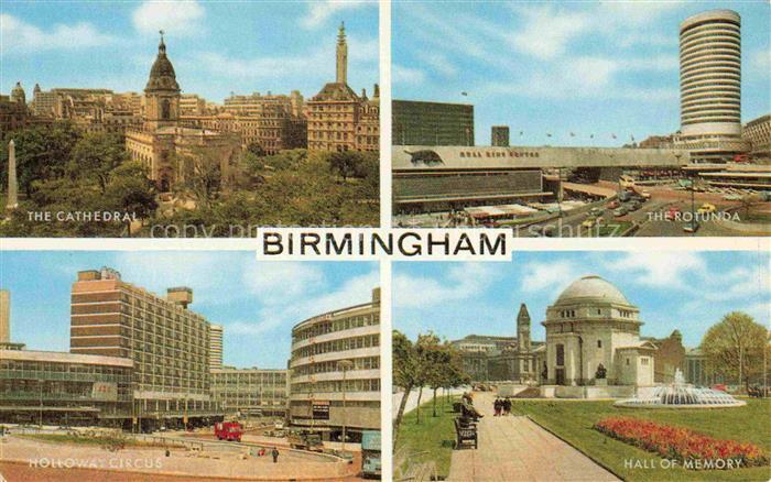 BIRMINGHAM UK Cathedral Rotunda Holloway-Circus Hall-of-Memory Mehrbildkarte St