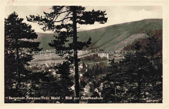 Ilmenau Thueringen Goetheschule Thueringer-Wald Bergstadt Nadelwald Huegel Pano
